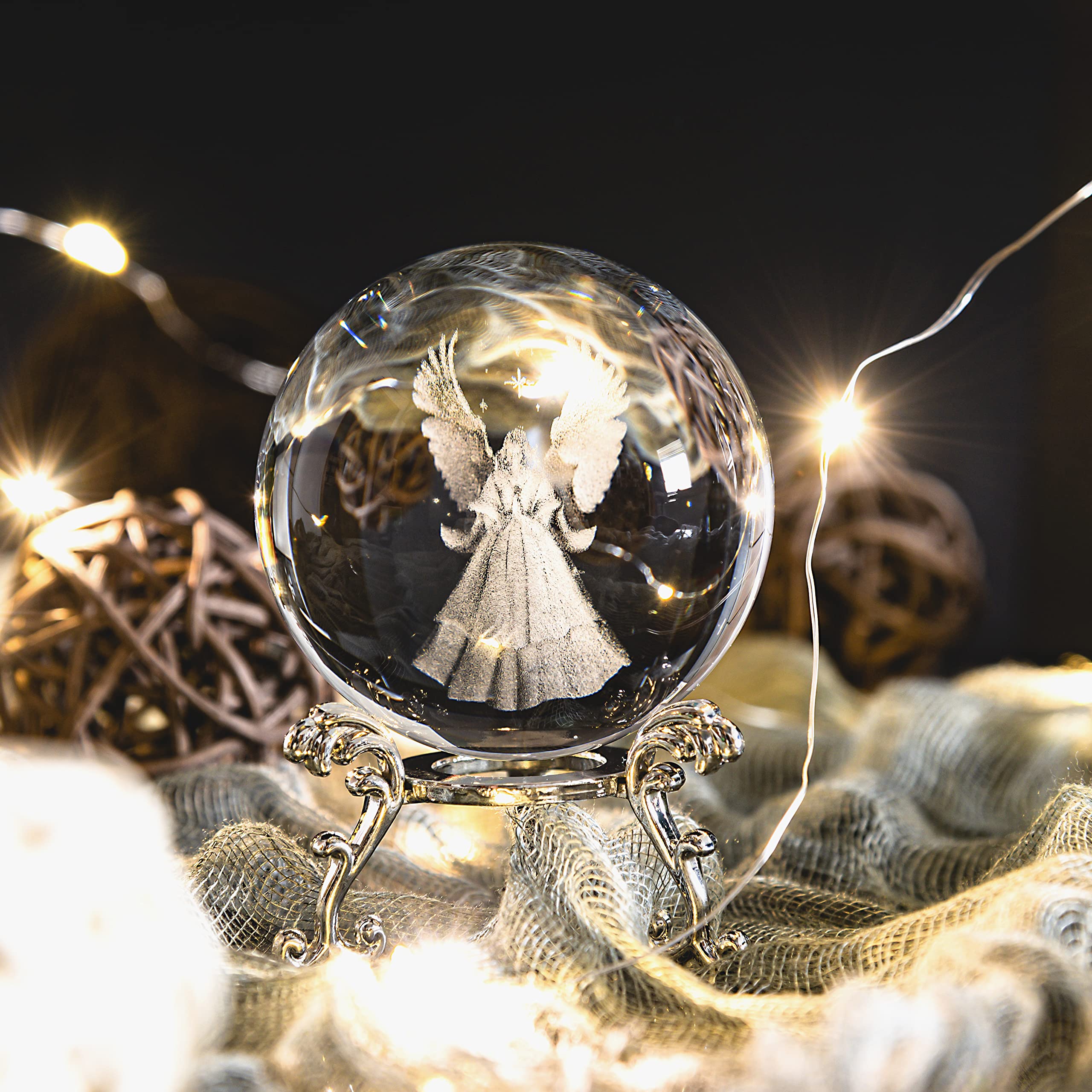 Gearific 16 stuks glazen engel ornamenten voor kerstboom decoraties-helder