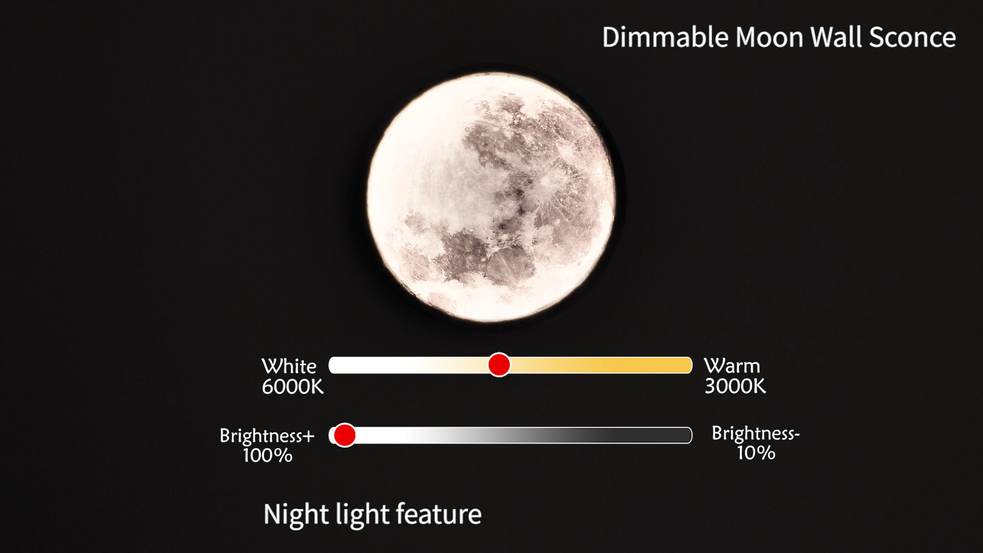 Image of QIYIMEILUX Dimmable Moon Wall Sconce Plug in Modern LED Wall Light with Remote Control 9.5inch 15W Black Wall Lamp Indoor Wall Mounted Lighting Ceiling Light Fixture for Living Room Bedroom