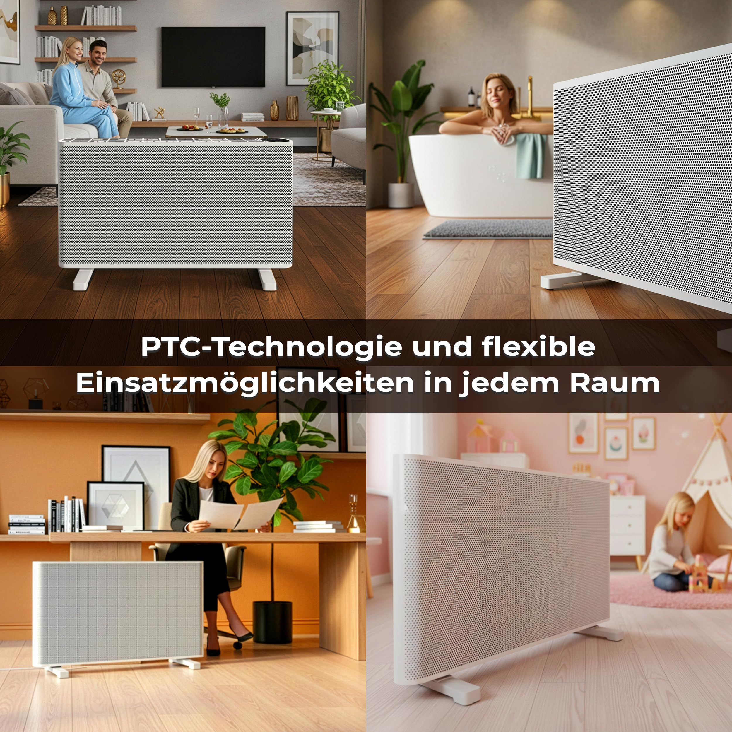 grzejnik na podczerwień konwektorowy 2w1 MICA 2000W z WiFi – szybkie grzanie, termostat, timer, ochrona przed zamarzaniem, montaż stojący lub na ścianie, energooszczędny