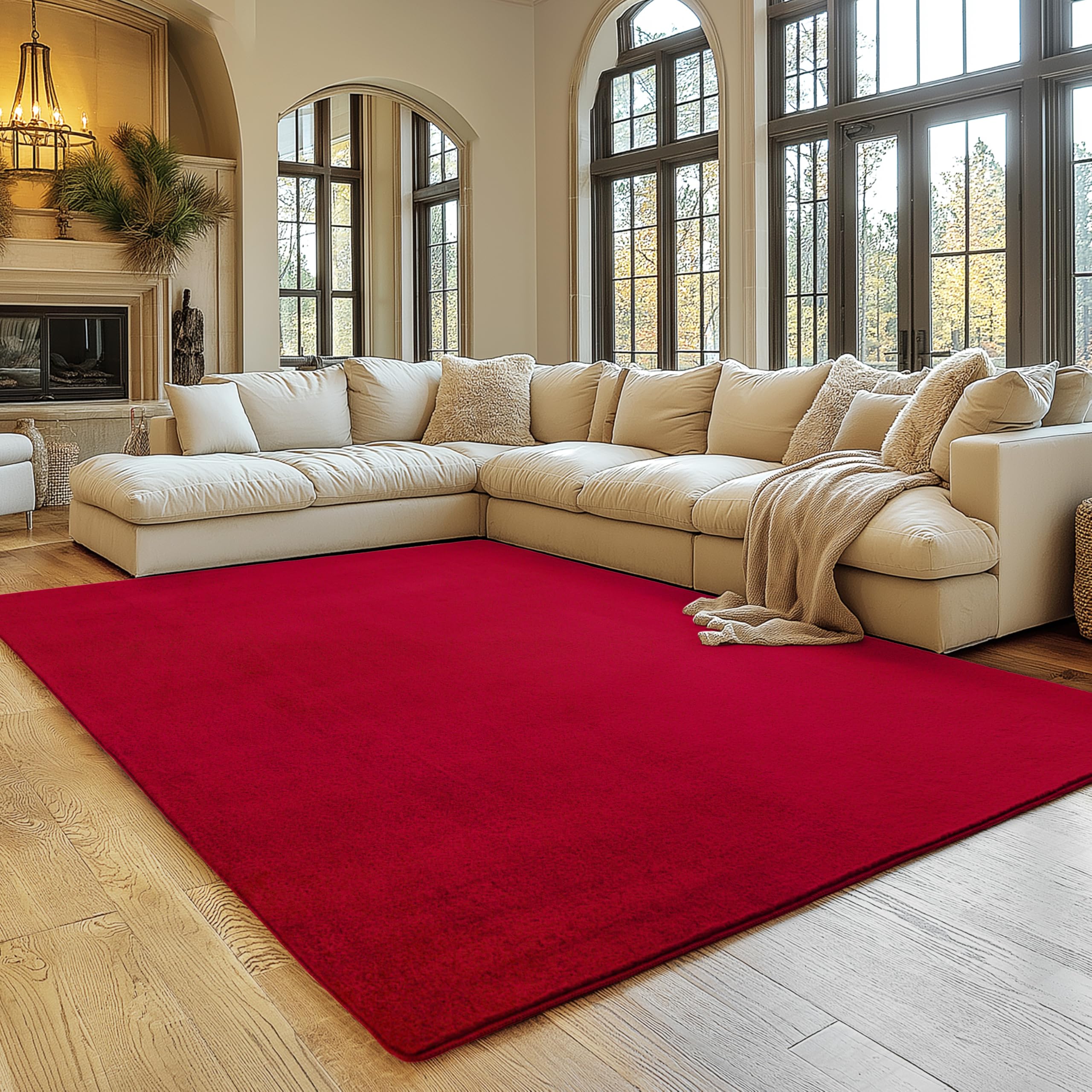 SIMPEX Teppich Wohnzimmer Kurzflor Teppich Waschbar, rund, rutschfest & weich, modernes einfarbiges Design für Wohnzimmer, Schlafzimmer, Küche & Kinderzimmer.