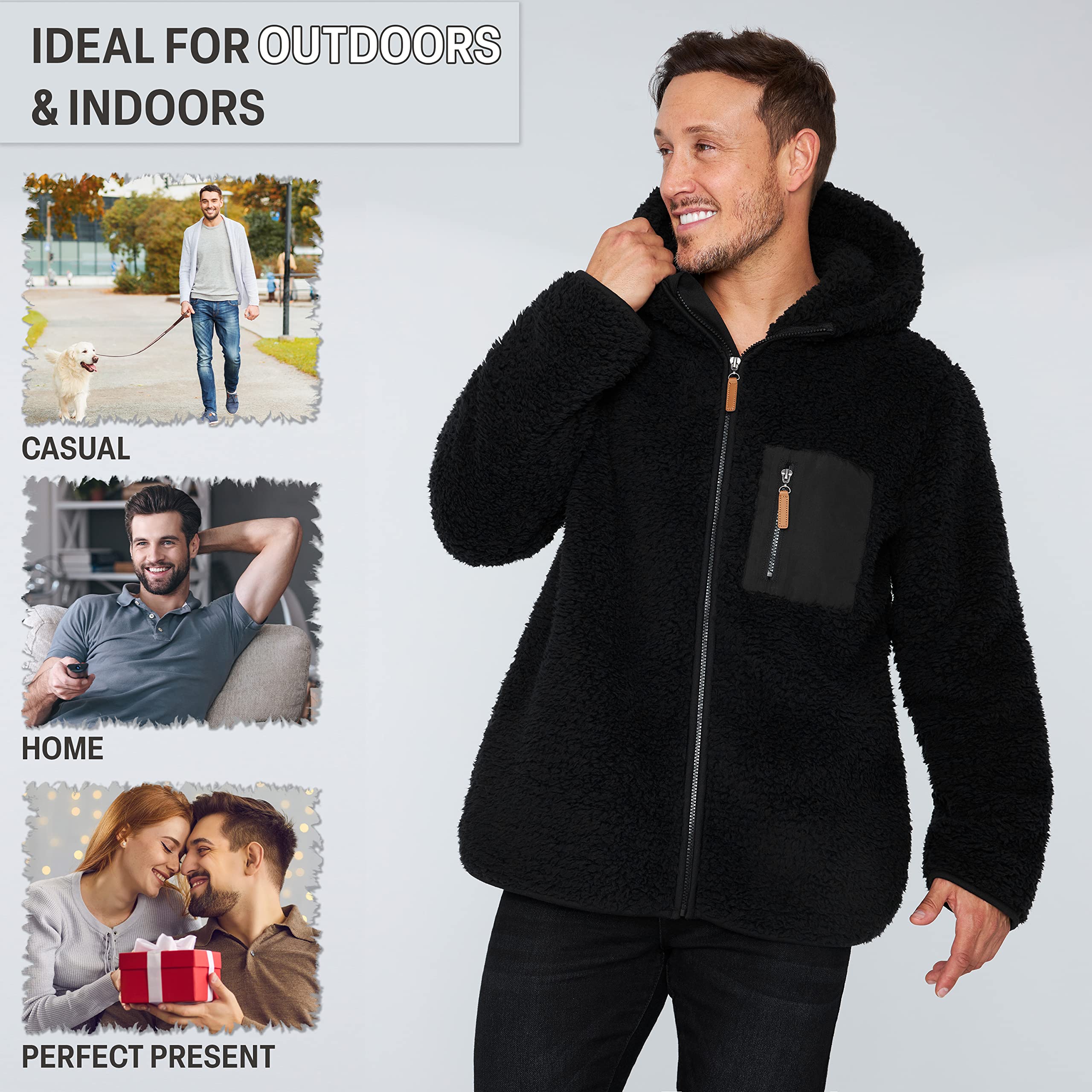 CityComfort Felpa Uomo con Zip, Felpa Invernale in Pile Teddy