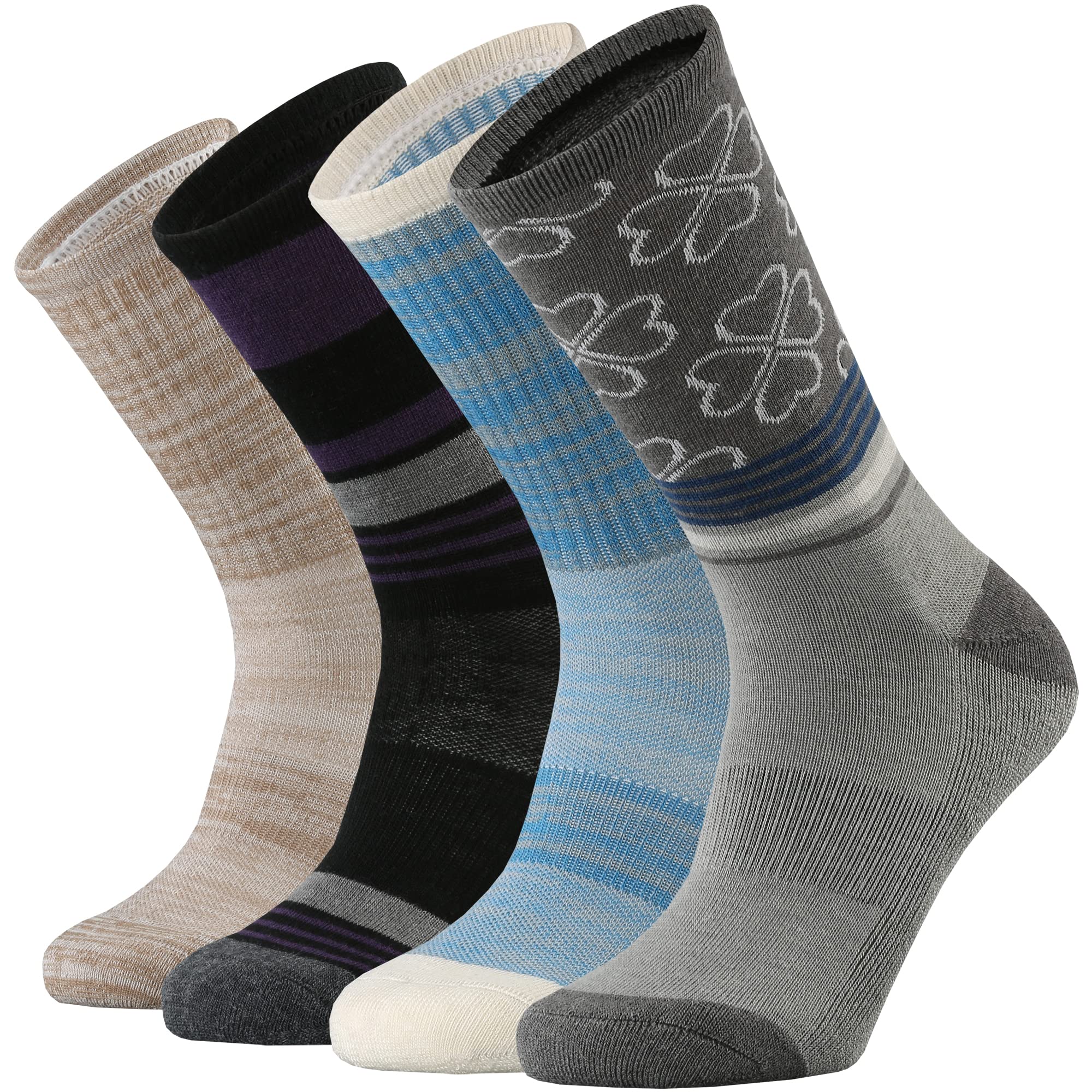 RedHeroWomen's Merino Wool Cushion Crew Socks with Light Soft Thermal for Ladies Outdoor Hiking Hike Golf Trail Casual