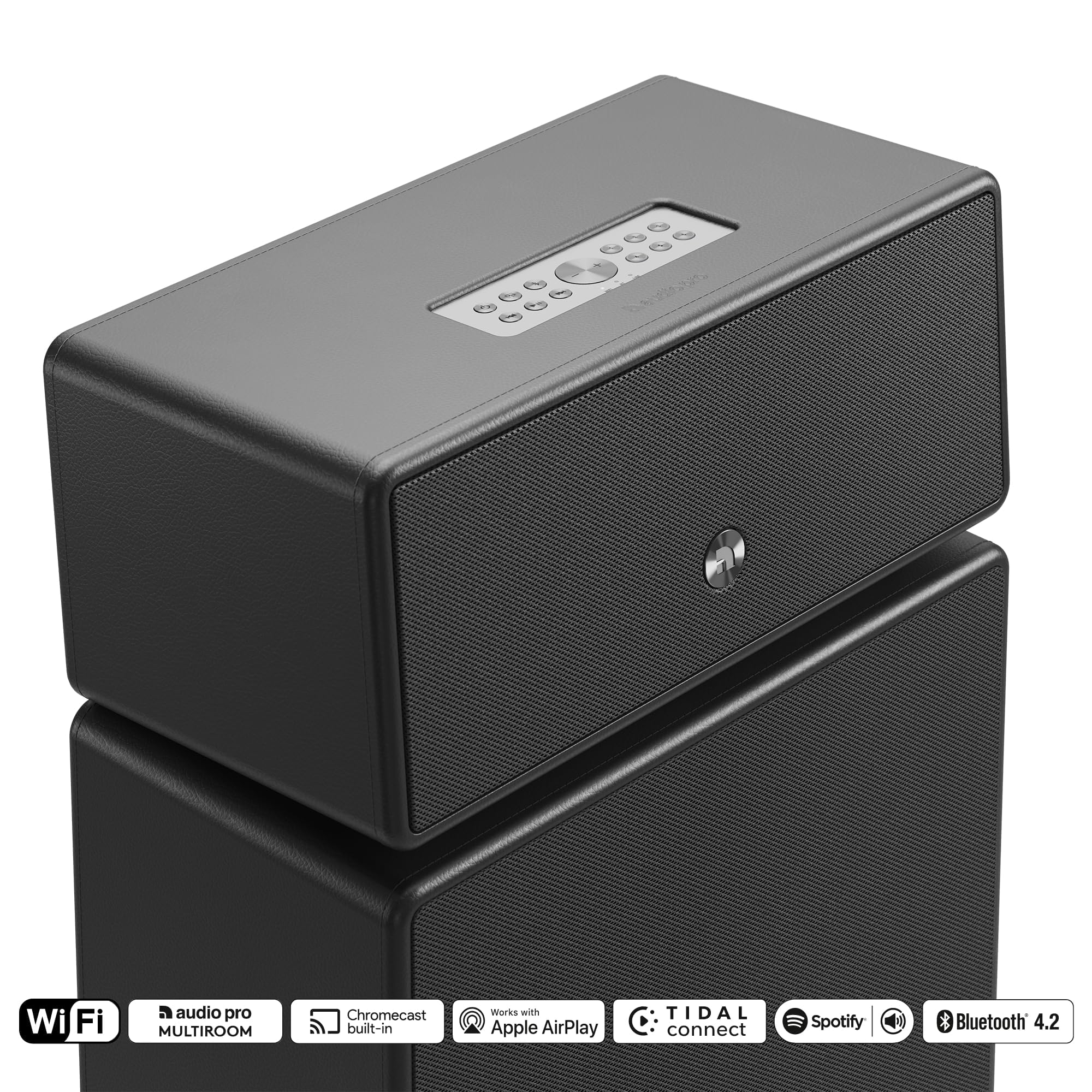 Audio Pro Potente Cassa Wireless Bluetooth e Wifi Multiroom - Grande Speaker Portatile con AirPlay2, Google Cast, Spotify Connect e HiFi - 6 Pulsanti Predefiniti - Volume Alto Drumfire II - Nero