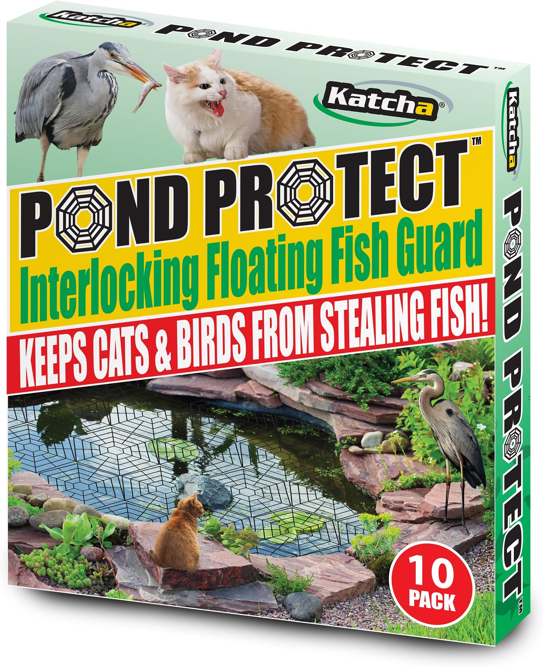 KatchaPond Protect™ - Keep Cats & Birds from stealing fish! Interlocking Floating Fish Guard (10)