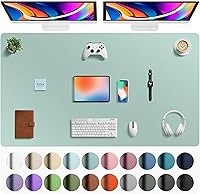 Vista 222 de Aothia Protector de escritorio de cuero, alfombrilla para ratón, alfombrilla de escritorio de oficina, secante de escritorio de cuero PU