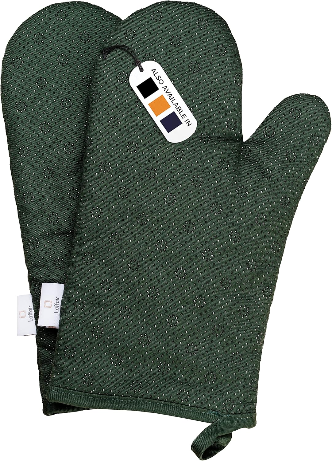LAFFAIR Green Oven Mitts Premium NonSlip Green Oven Gloves Heat