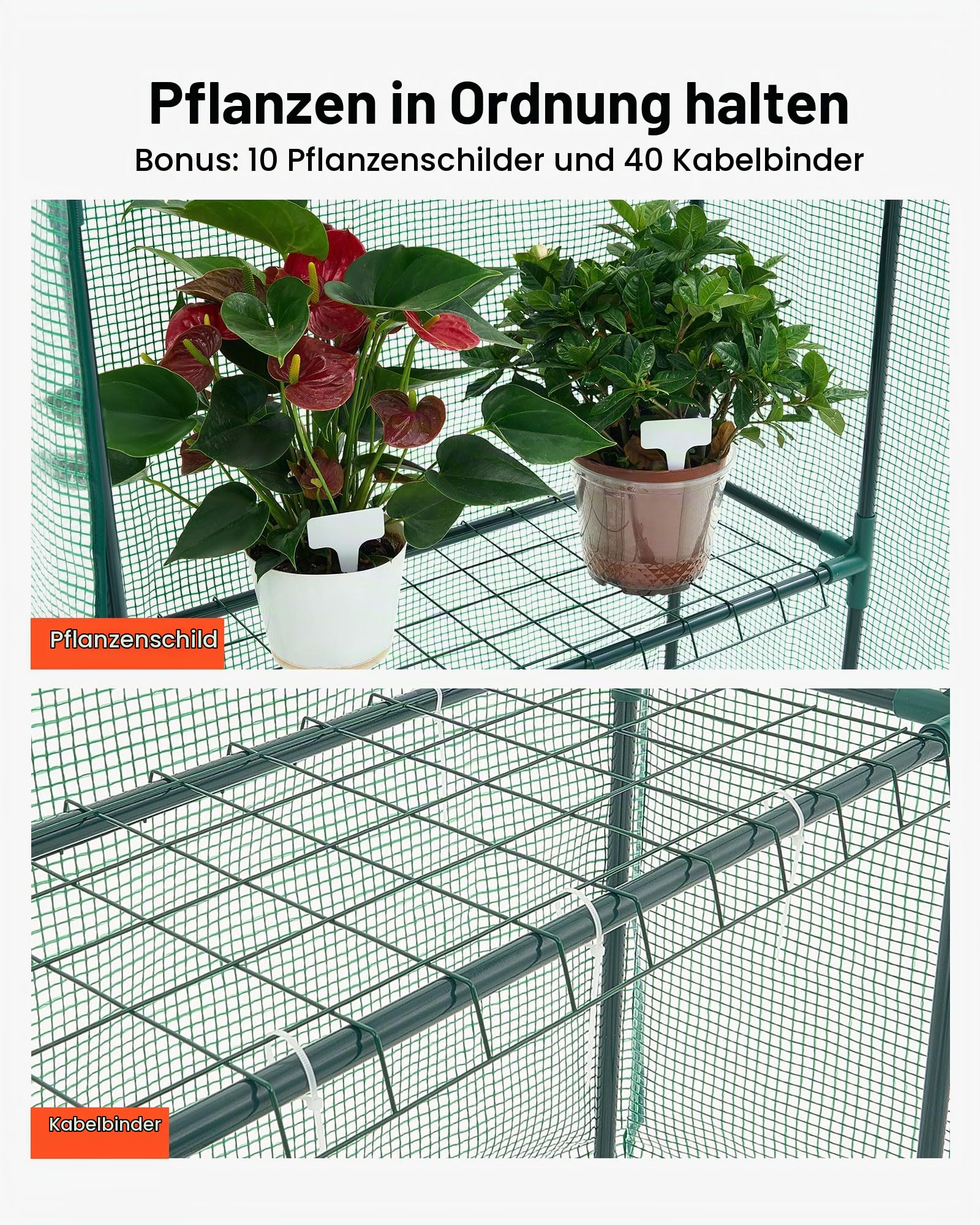 VEVOR Begehbares Gewächshaus, 1,4 x 0,7 x 2,0 m Gewächshaus mit Regalen, Aufbau in Minuten, hochfeste PE-Abdeckung mit Tür & Fenstern und Stahlrahmen, geeignet zum Bepflanzen und Aufbewahren, Grün