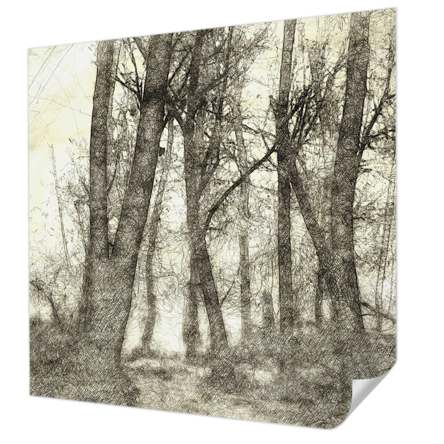Papier peint autocollant forêt panoramique pour chambre et salon décoration murale