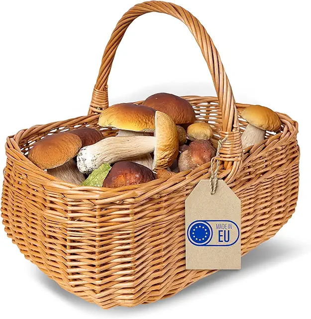 Handgeflochtener Weidenkorb mit Henkel - Naturbraun, 36x26x31 cm