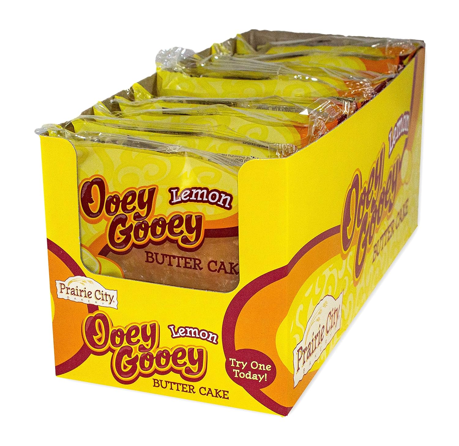 Prairie City Bakery Ooey Gooey Butter Cake Individually Wrapped On The Go Dessert Sweet Treats Perfect For Snacking 2 Ounce Snack Cakes Pack of 10 (Lemon Cake)