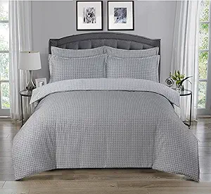 Majestic Giftware Madison Linen 8-Piece 48" Full Size Duvet Bedding Set (BL102-48F-2) | Cambridge - Gray 300 Thread Count Cotton Sateen | 2 Fitted Sheets, 2 Duvets, 4 Pillowcases |Soft & Luxurious