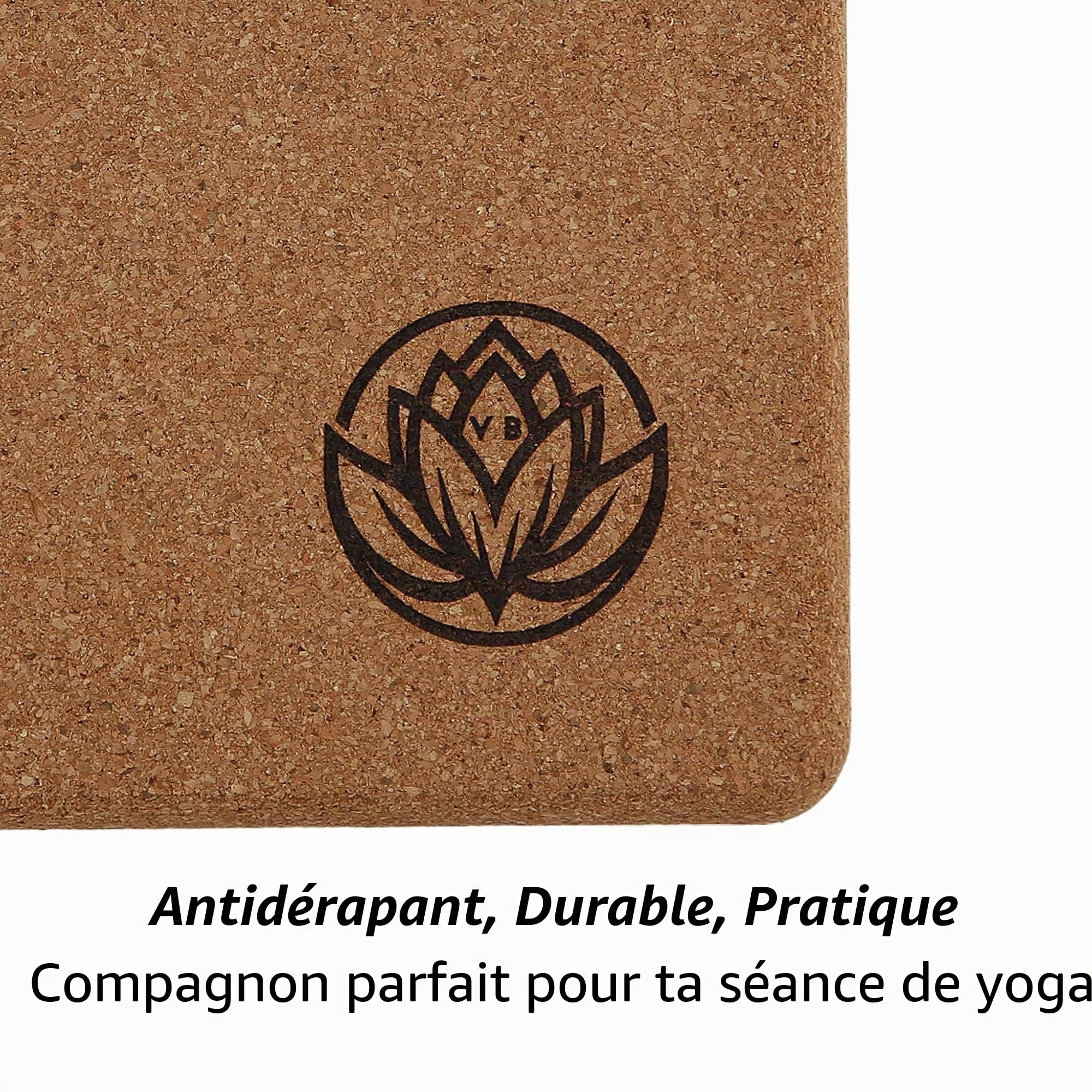 Lot de 2 brique yoga VonBueren | Blocs en liège | 22 x 12 x 7,5 cm | Accessoires de yoga pour homme et femme | Bloc Hatha