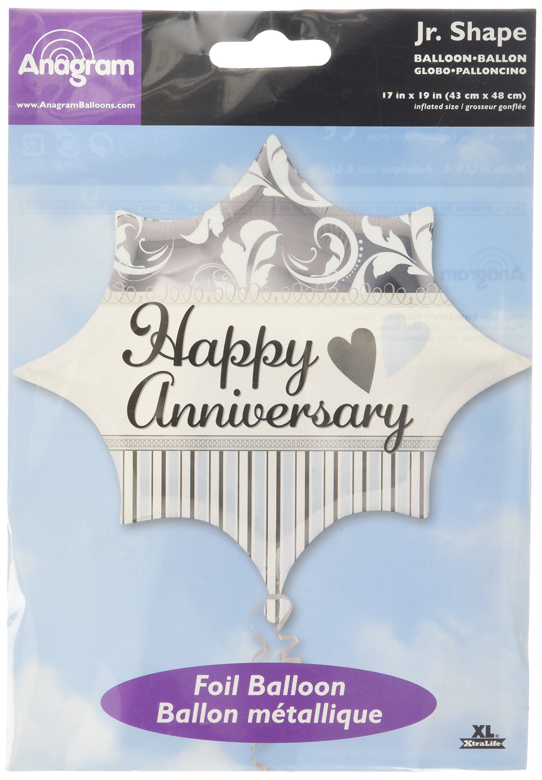 AnagramElegant Happy Anniversary Burst Foil Balloon, 20", Multicolored