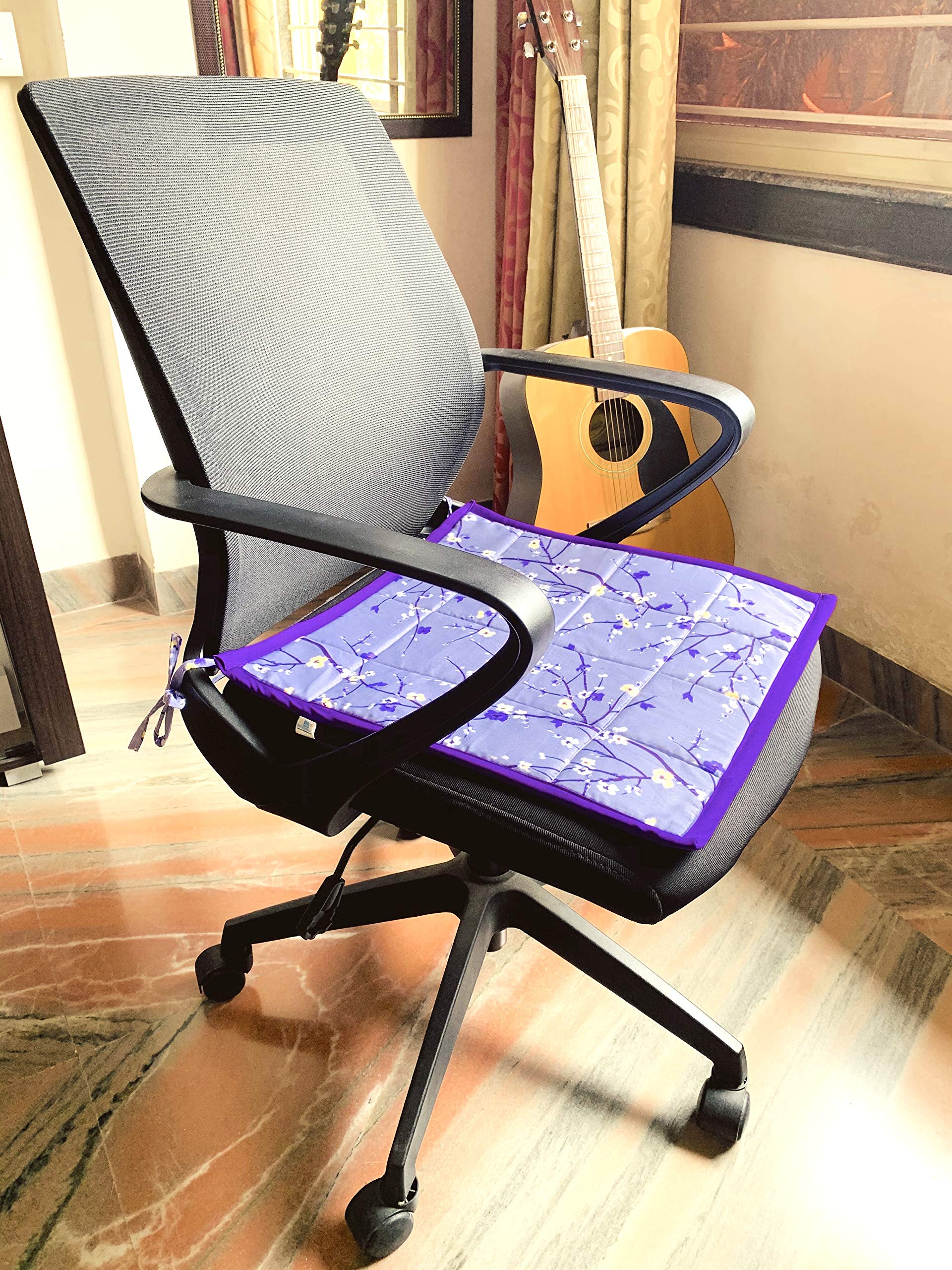DesignMe Essentials Revolving Chair Seat Cover/Mat/Pad for Office Home for Sweat Free Seating |with Foam | Comfortable for Leather Chairs| Hygienic | Washable (Purple)