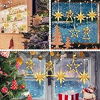 Vista 6 de Baquler 6 luces de ventana de silueta de Navidad con ventosa, funciona con pilas, para colgar en la ventana de Navidad, luz blanca cálida, lámpara