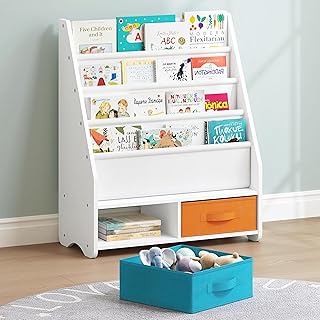 UTEX Kids Bookshelf with Storage Bins, Book Shelf for Kids Rooms, 4-Tier...