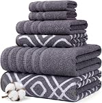 Amrapur Overseas 6-Piece Yarn Dyed Oxford Stripe Jacquard/Solid Ultra Soft 500GSM 100% Combed Cotton Towel Set [Grey Lavender]