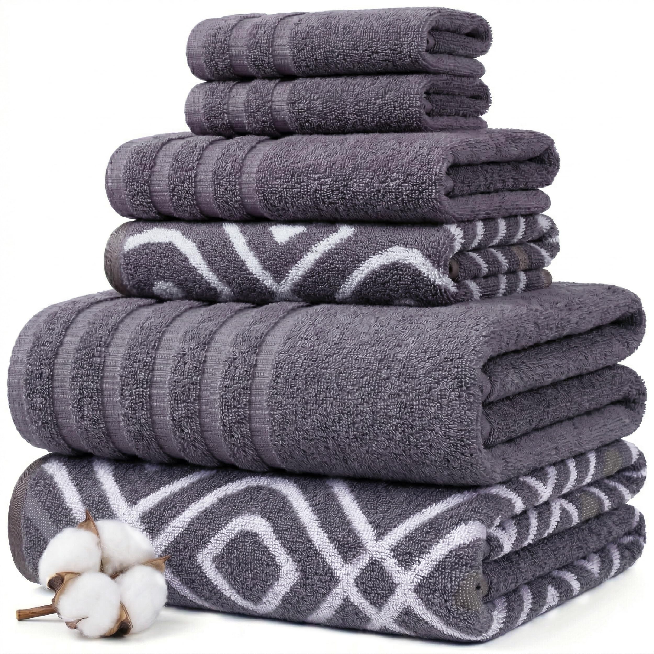 Amrapur Pacific Coast Textiles 6 Pc Yarn Dyed Towel Oxford Gray Lavender, 6-Piece