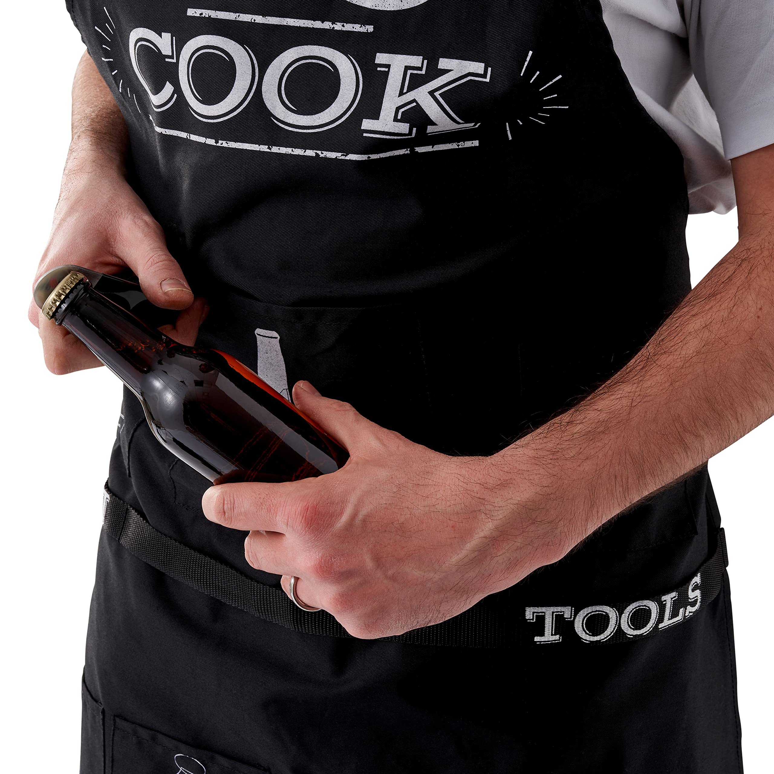 BRAMBLE Tablier BBQ Drôle pour Hommes, Tablier de Barbecue avec Capuche, 7 Poches & Décapsuleur Inclus - Cadeau Original Rigolo pour Noël, Anniversaires, Saint Valentin & Fête des Pères