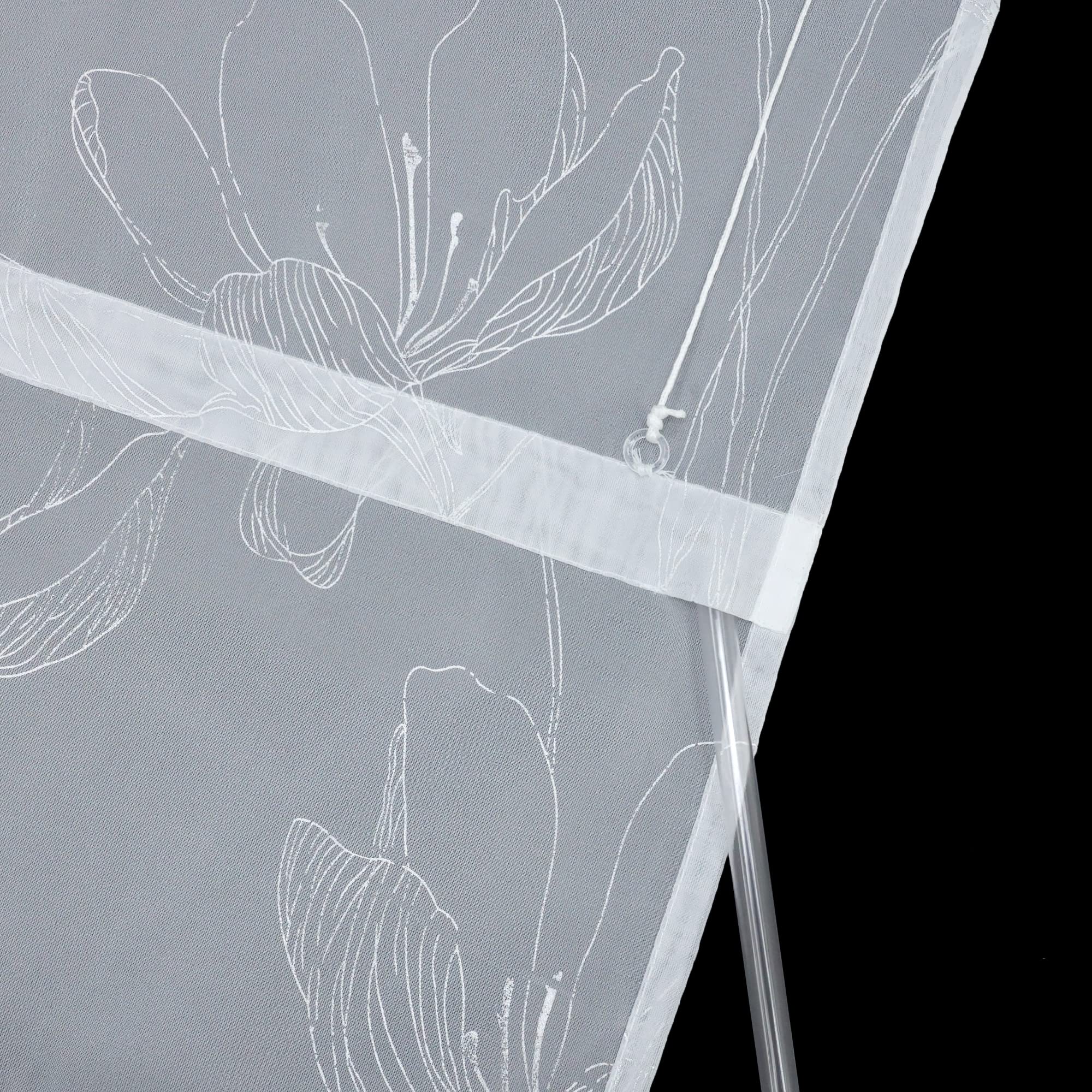 Joyswahl Voile Raffrollo mit Glanzdruck transparente Raffgardine mit Klettschiene Küchen Gardinen BxH 140x140cm Lotus 1 Stück