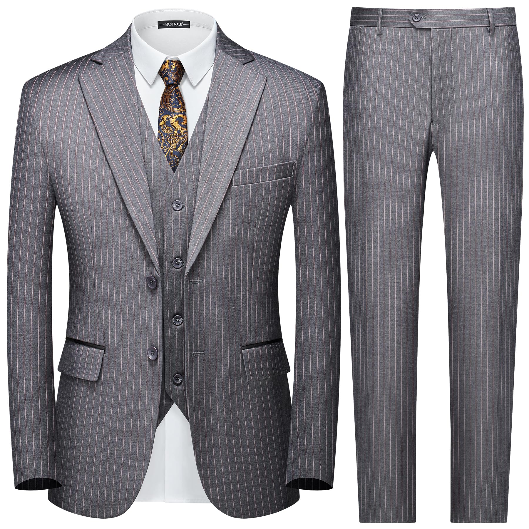 MAGE MALE Pinstripe 3-Piece Suit