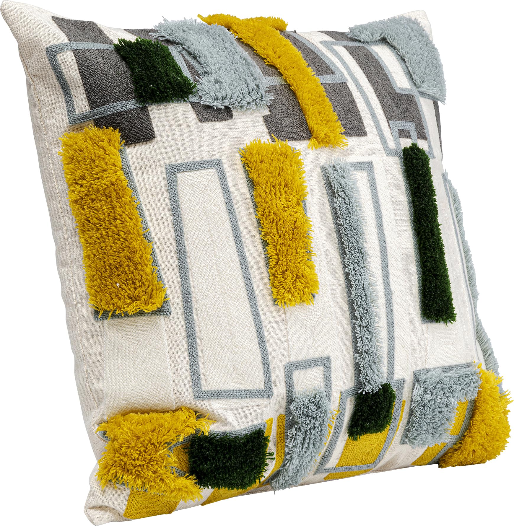 Kare Design Kissen Geometric Gold, Dekokissen mit Füllung, mit Reißverschluss, Wurfkissen, geometrisches Muster, Zierkissen, Sofakissen, abnehmbarer Bezug, Woll- und Baumwollanteil, 45x45cm