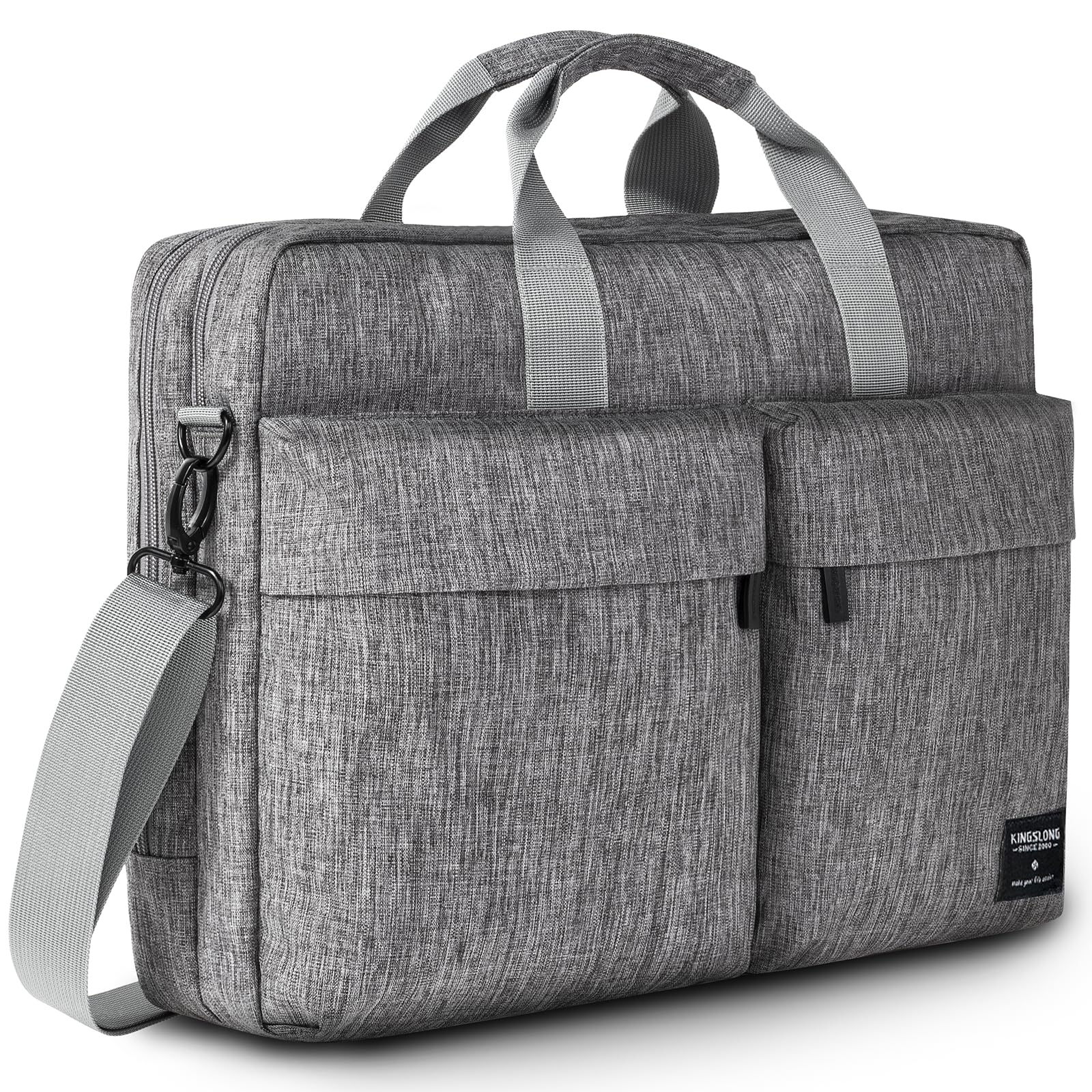 KINGSLONG Sacoche Ordinateur Portable: 17-17,3 Pouces Imperméable Sac Laptop Homme Femme Double Compartiment, Bandoulière Amovible, 2 Grandes Poches Avant – Mallette Business Travail Voyage