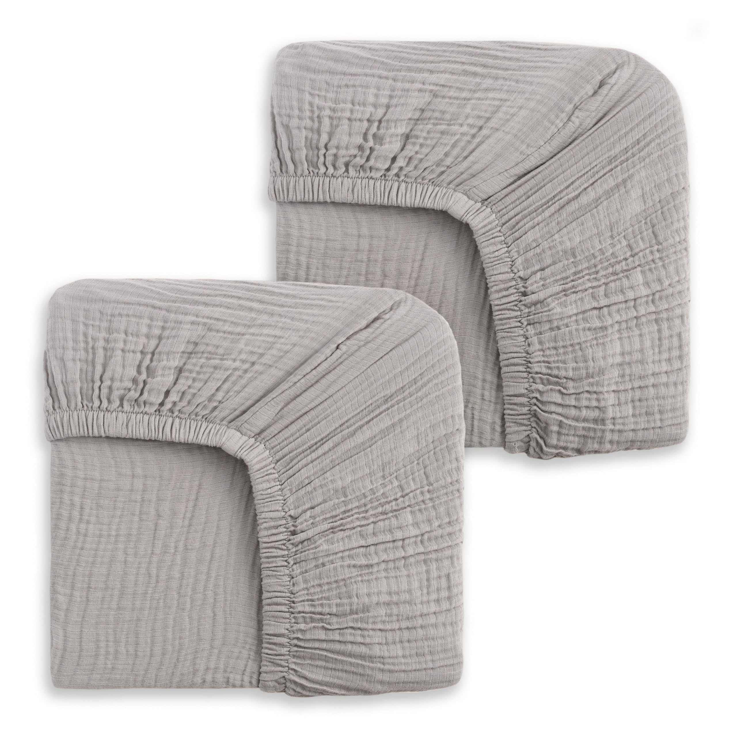 Halo Storm Grey Halo® Fitted Mini Crib Sheets, 100% Cotton, 2 Pack, Fits Breathable Mesh Mini Crib,