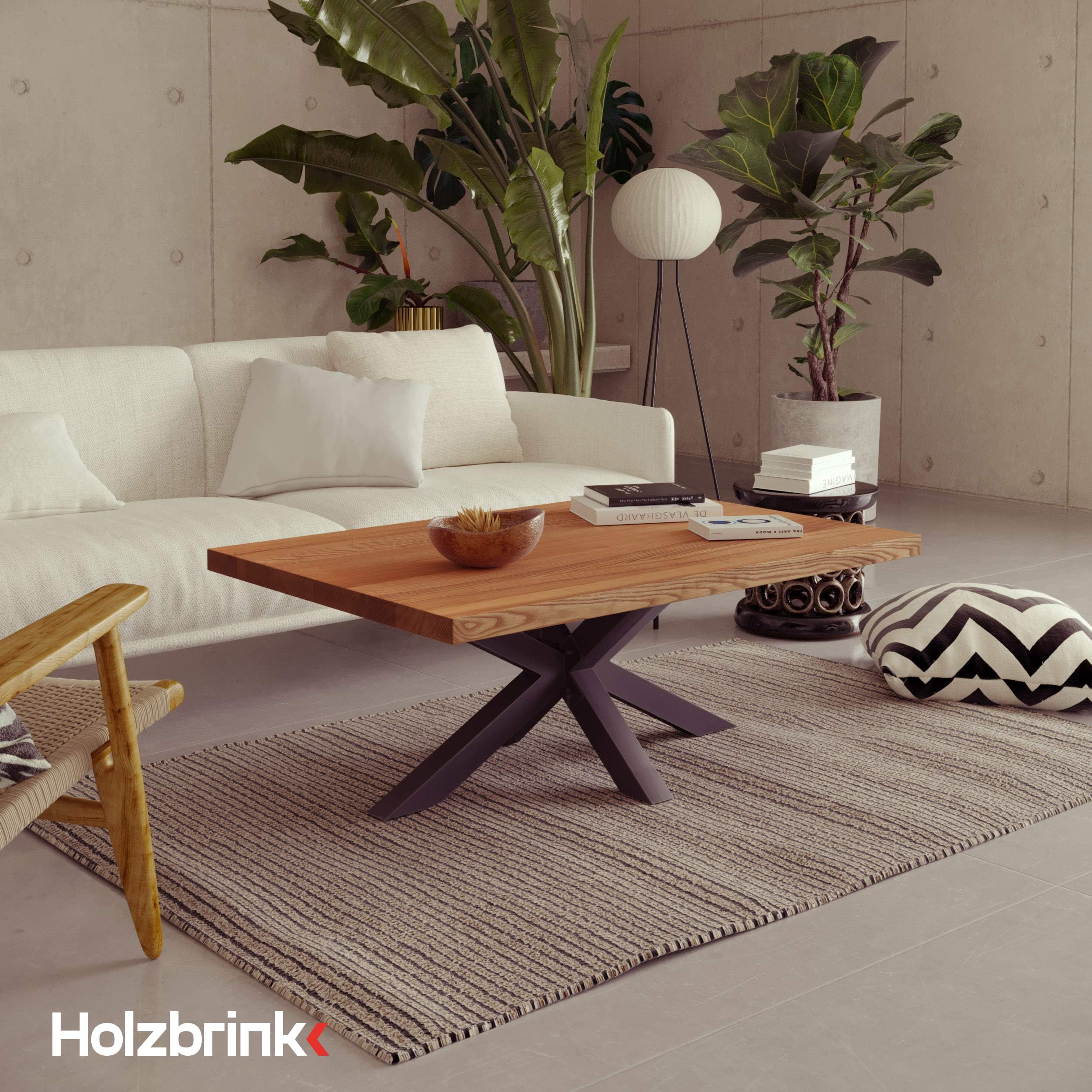 HOLZBRINK Base de Mesa Spider | Base de Metal Blanco para Centro, Comedor, Escritorio y Conferencias | 1 Pata 40x40 cm | Altura 43 cm