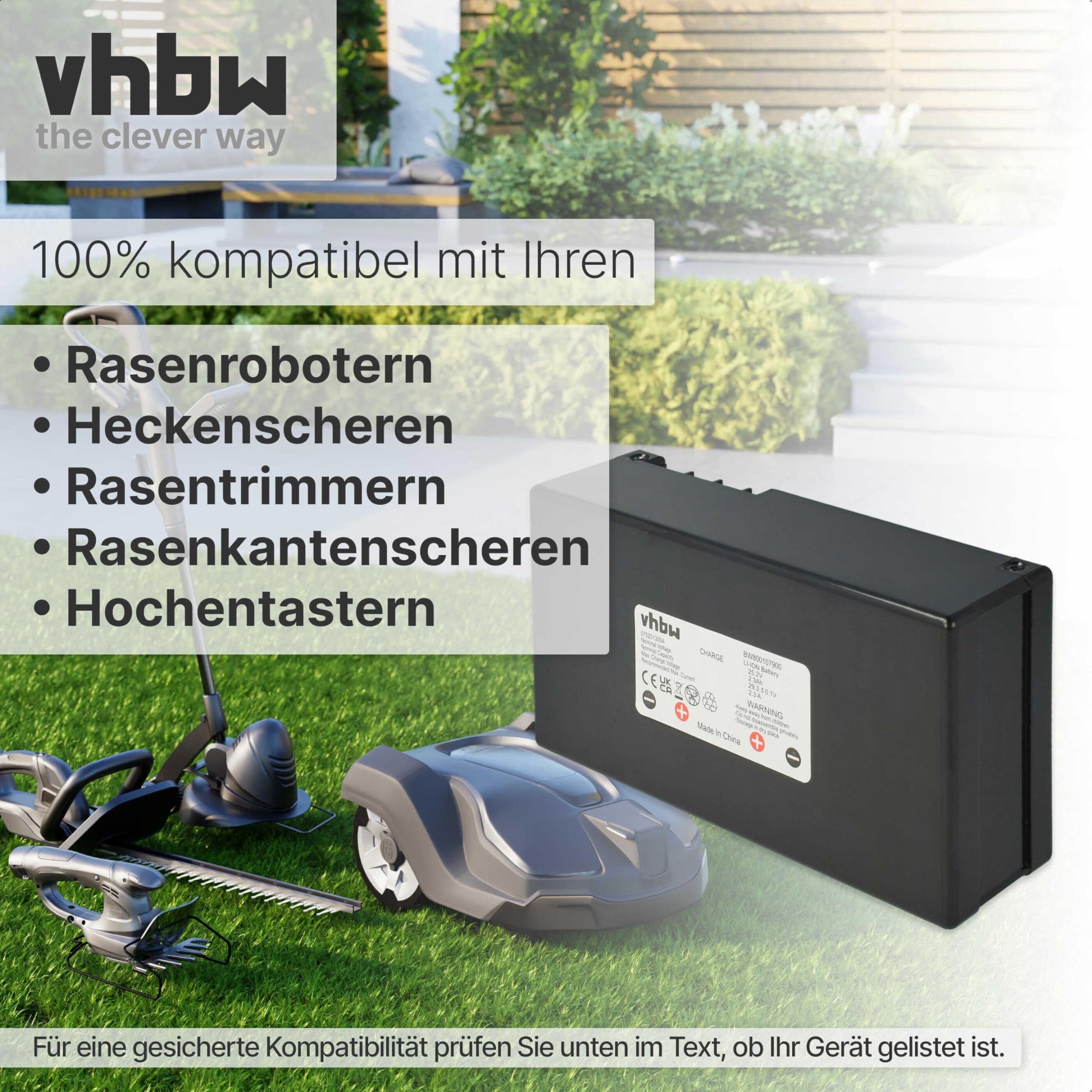 vhbw Akumulator kompatybilny z kosiarką automatyczną Stiga 125, 127, 200, 223, 225, 225s, 228, 228s (2300 mAh, 25,2 V, litowo-jonowa)