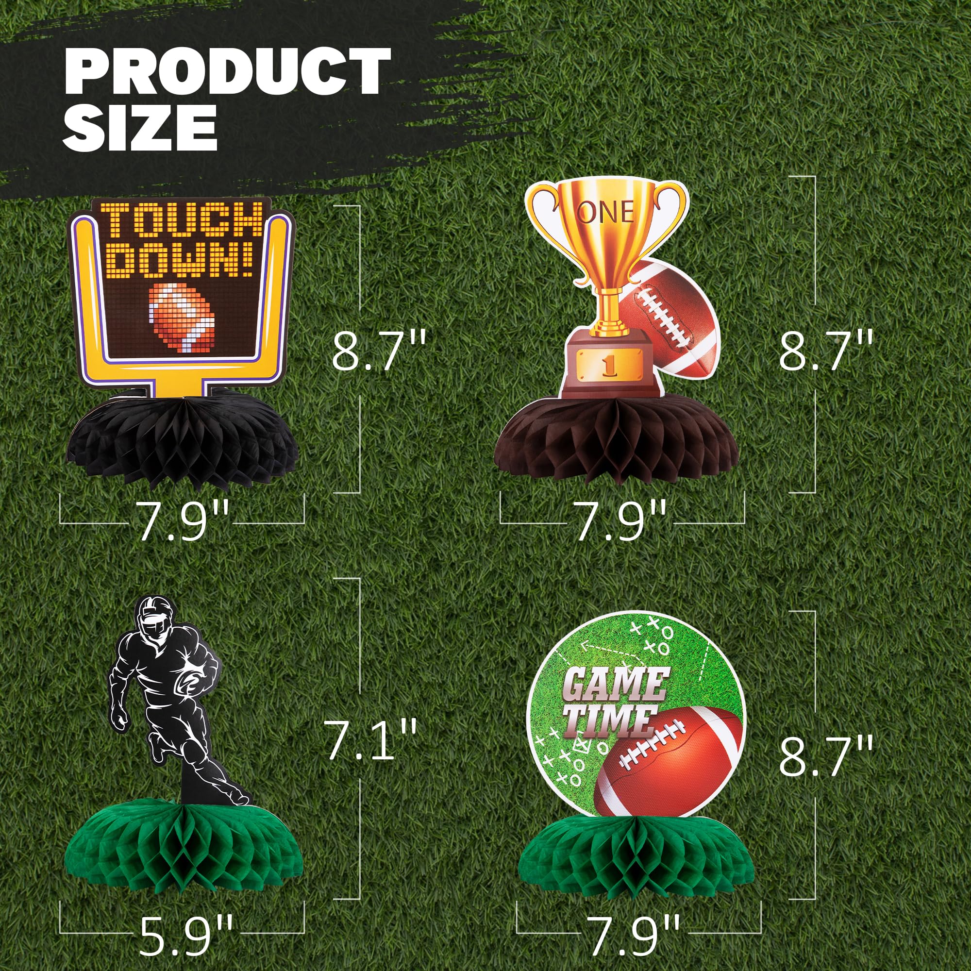ArtCreativity Football Centerpieces for Table - Set of 10 - Sports Football Party Table Centerpiece Decoration - Football Table Party Supplies for Tailgates - Football Birthday Party Centerpiece Decor