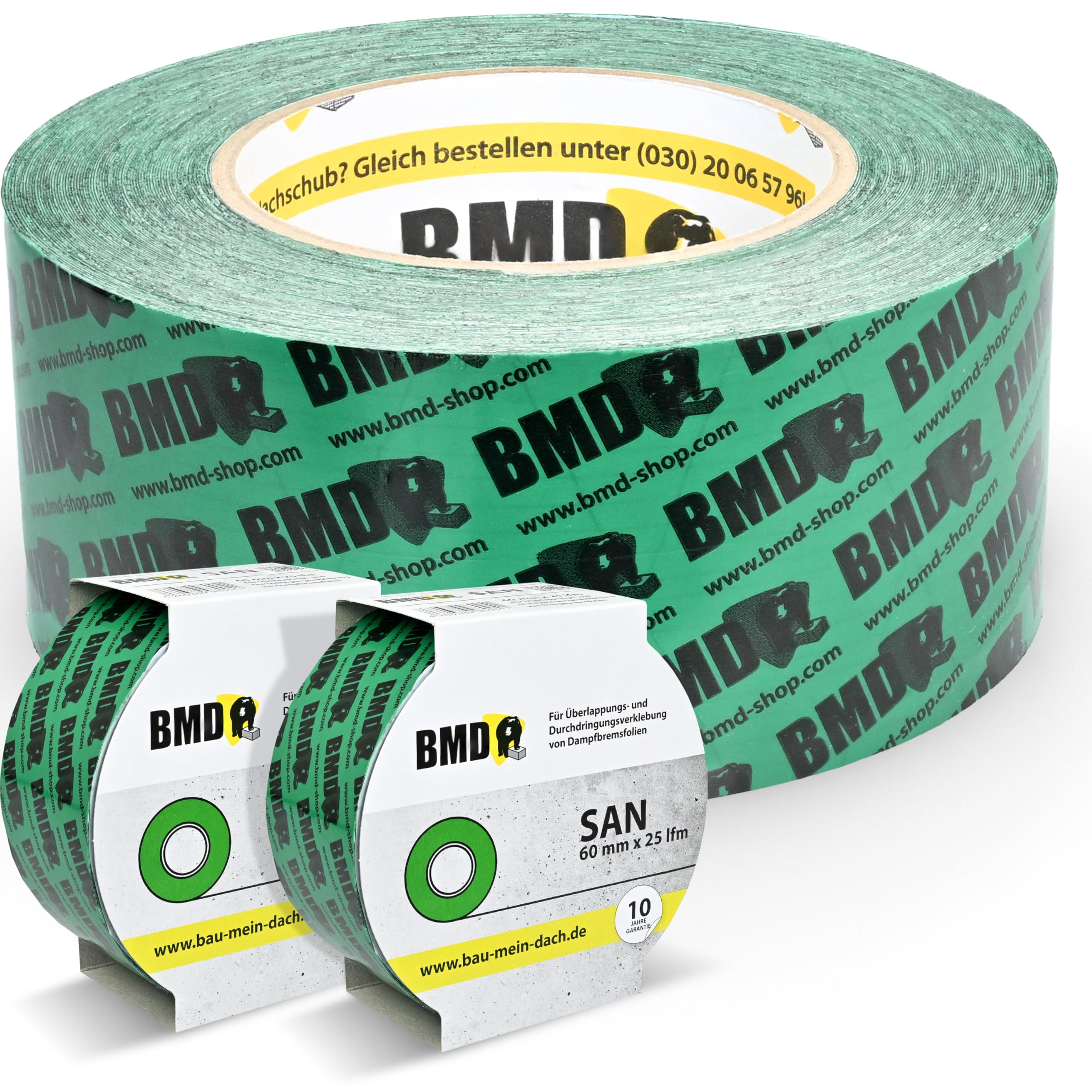 BMD san Klebeband | 3 Rollen | 60mm x 25m | für Dampfsperren & Dampfbremsen |gemäß DIN EN 4108 Teil 11 und ENEV | Profi Qualität Made in Germany
