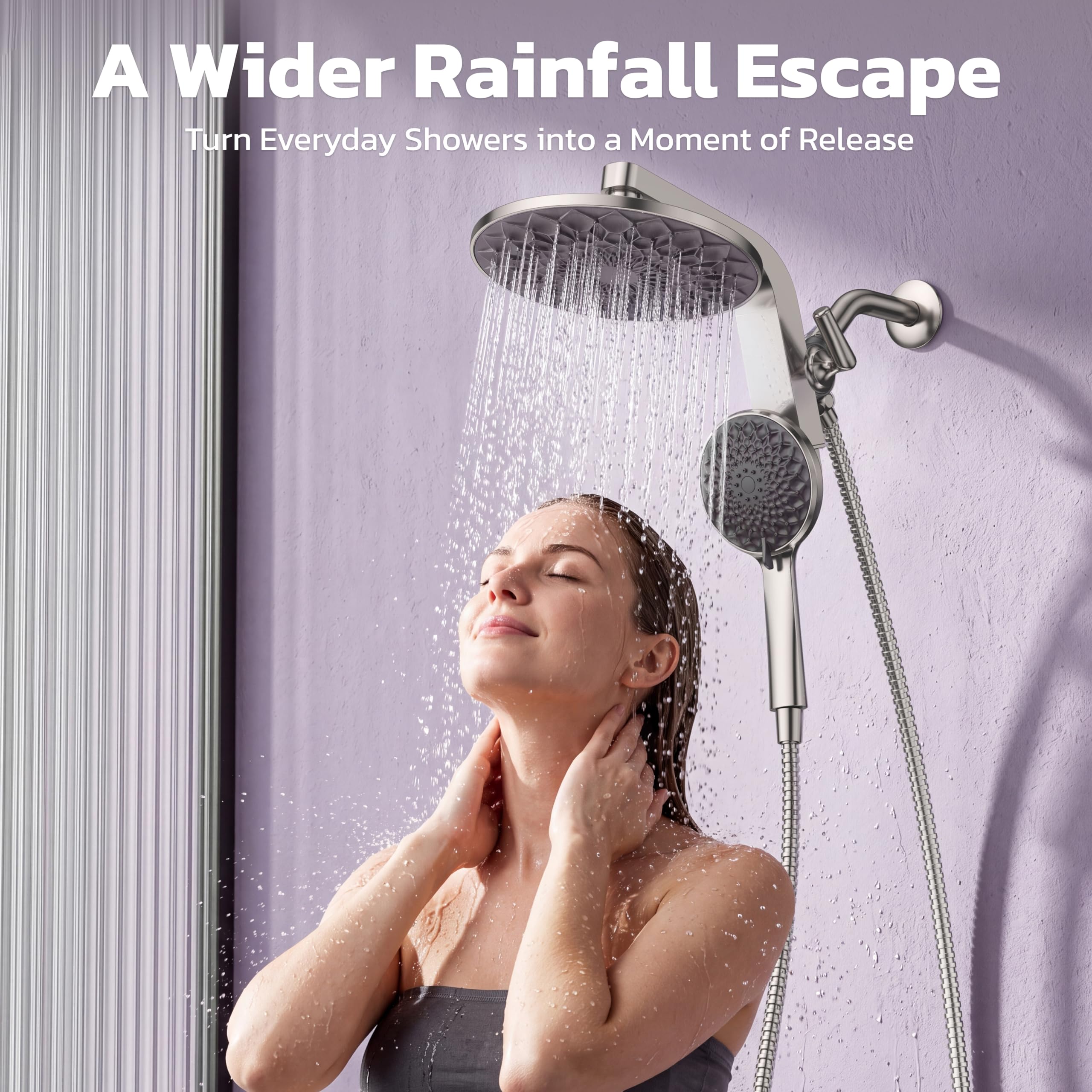 HOPOPRO Rain Shower Head Combo - Rainfall & Handheld -7