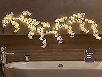 Vista 7 de LITBLOOM - Guirnalda iluminada de otoño de 6 pies con temporizador, 24 LEDs blancos cálidos, vid de hojas de arce con luces que funciona