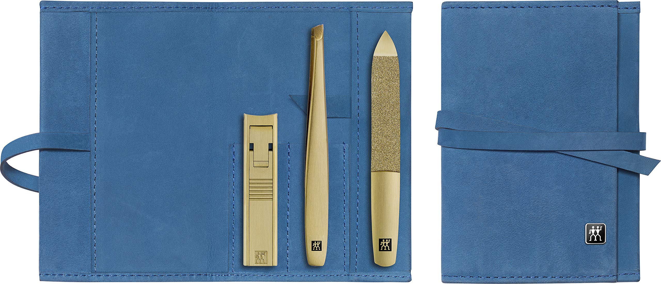 ZWILLING TWINOX Gold Edition Maniküre Pediküre Set 3-teilig, Reiseset Nagelpflege, Blau