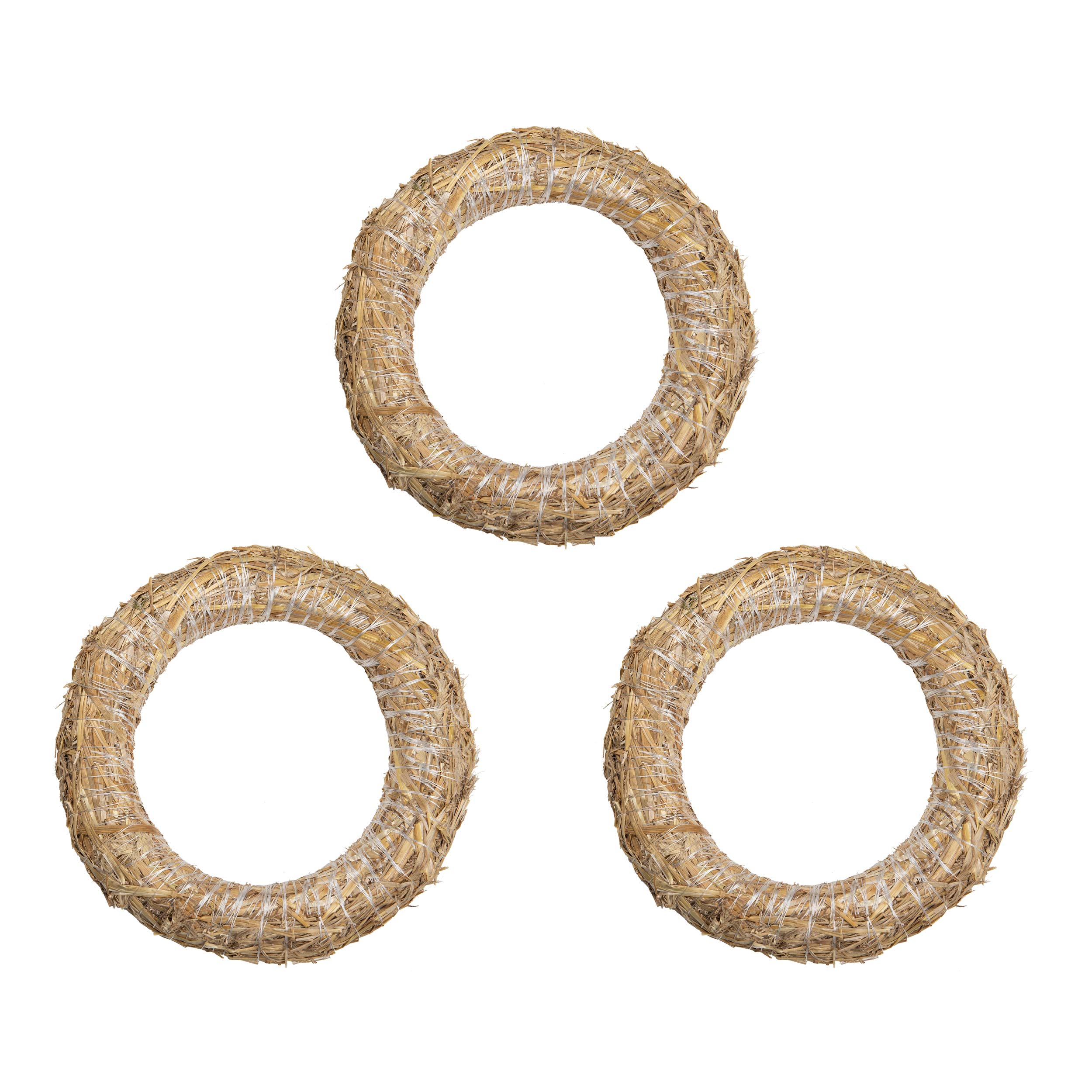 Dekoprinz Beige Dekoprinz® Straw Wreaths, Pack Of 3, 33 Cm Diameter, 6 Cm Thick, Romans, Door Wreath, Decorative Wreath, Blank Wreath, Ring