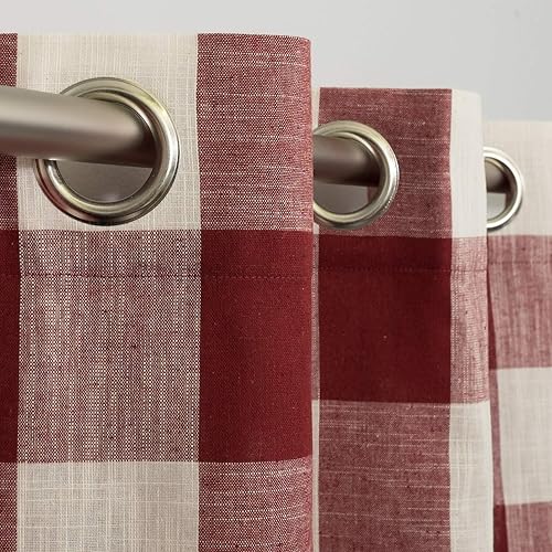 Vista 99 de Juego de cortinas de cocina, con festón, con visillo Hopewell Blanco