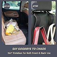 Vista 3 de Amooca Gancho universal para reposacabezas de asiento de automóvil, colgador de cuero con metal para asiento de automóvil, organizador para bolso