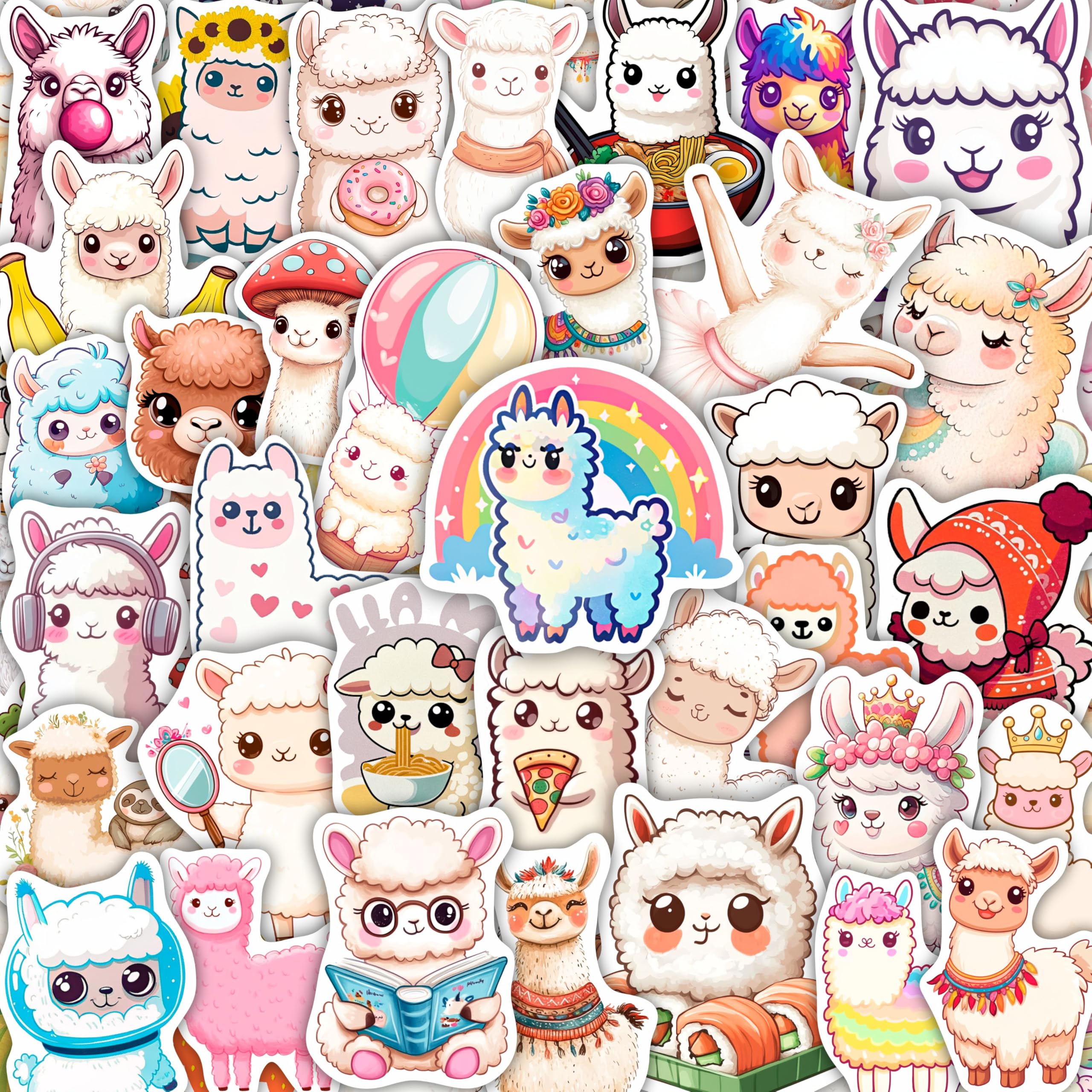 100Pcs Llama Stickers for Water Bottle, Laptop - Lama Stickers - Lama Party Favors&Gifts - Alpaca Decals - Gift for Women & Men