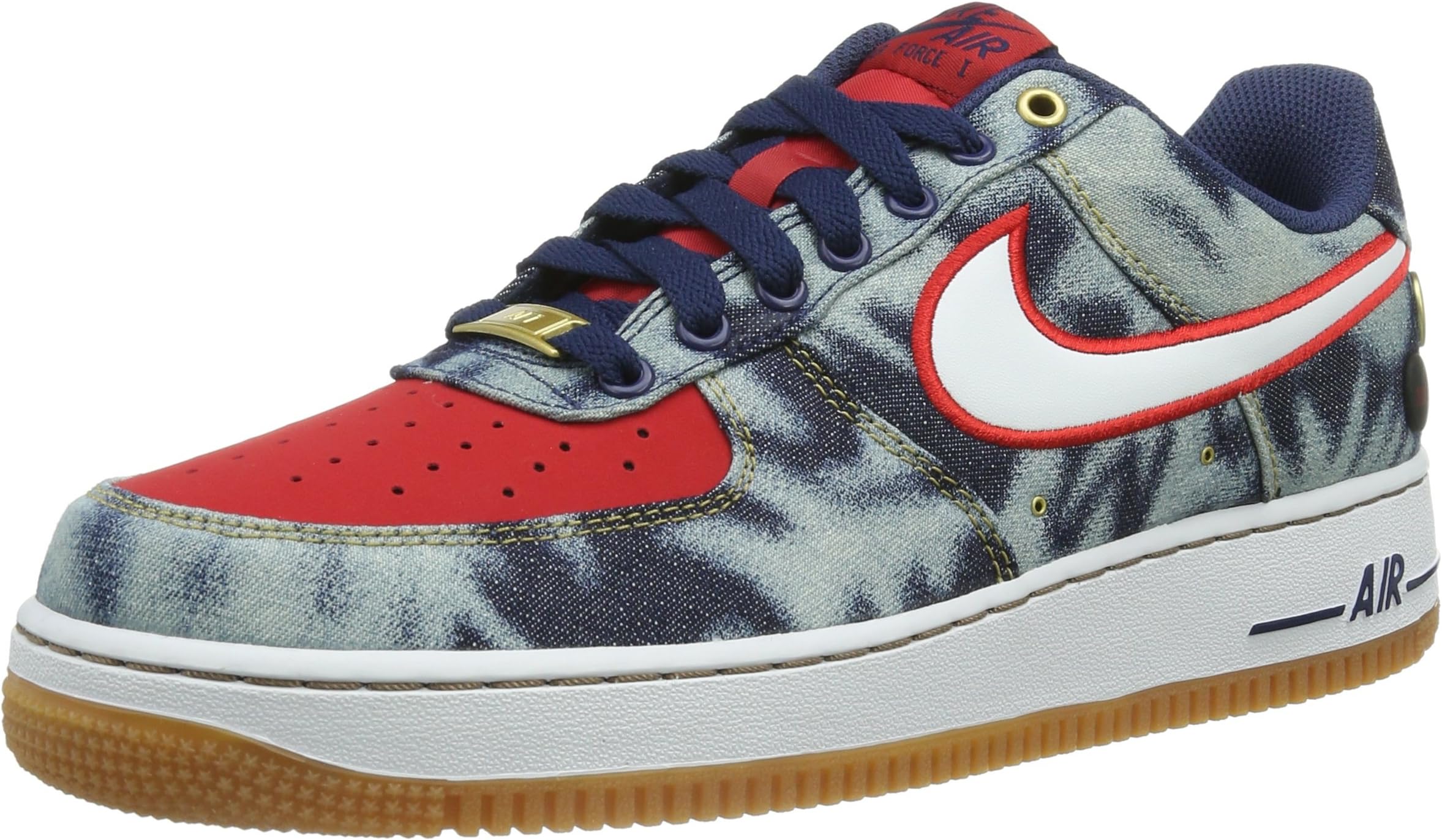 NIKE Air Force 1 '07 Demin Men's Shoes Black/Gum Med Brown/Wolf Grey/White 630930-001