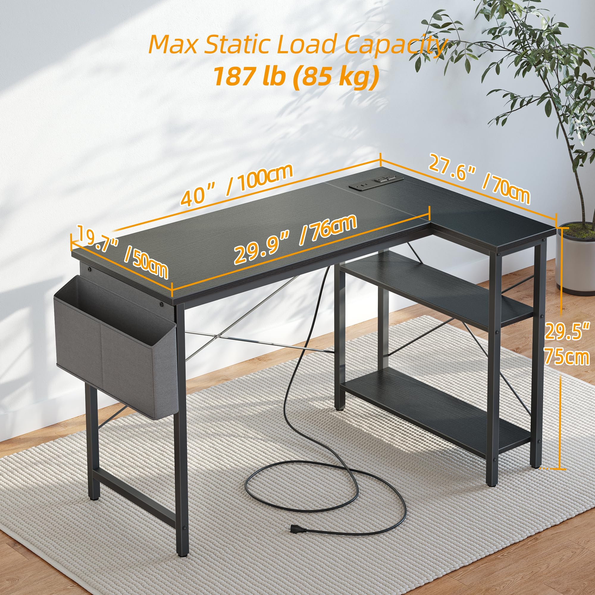 TIQLAB Scrivania Da Gaming 119cm Con Luci LED E Presa USB - Tavolo Computer In Fibra Di Carbonio Con Cassetto E Ganci - 3