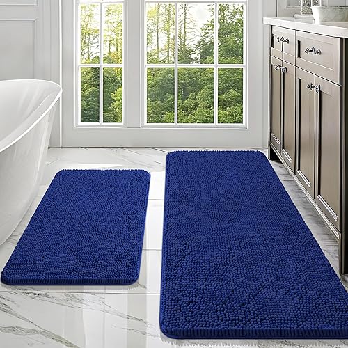Miniatura 61 de OLANLY Juego de 2 alfombras de baño, tapetes de baño de felpilla suave y absorbente y tapete para inodoro con contorno en forma de U, alfombra de
