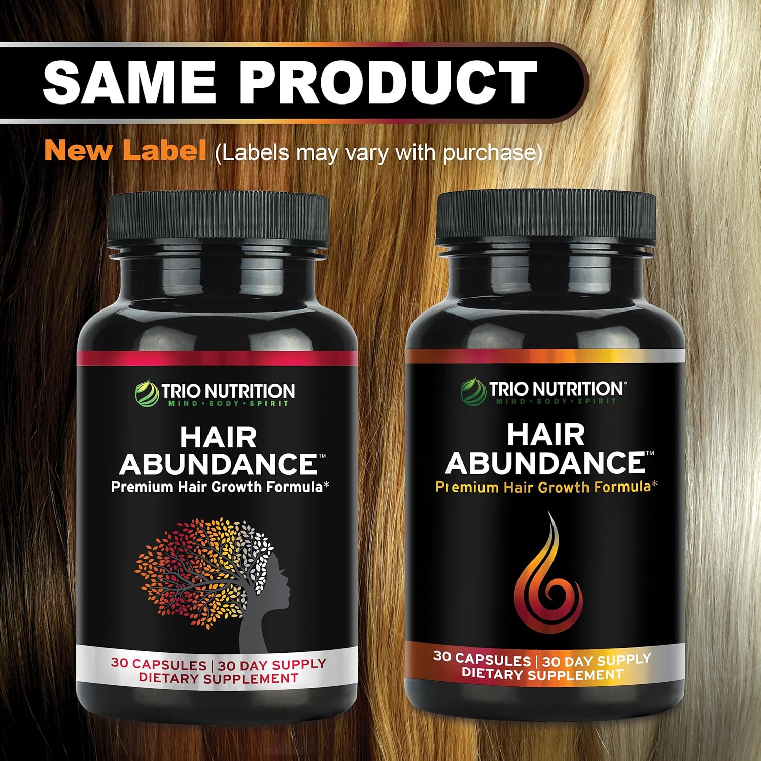 TRIO NUTRITION Hair Abundance | Natural Vitamin Supplement for Hair Growth, Strong Nails and Smooth Skin| Boosted with Collagen, Keratin, Zinc & Selenium | Biotin 10000mcg | 30 Day Supply - Image 6