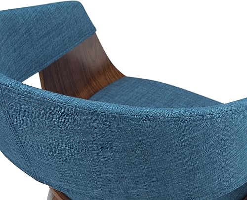 Miniatura 4 de SIMPLIHOME Lowell - Sillas de comedor – Marco tapizado de madera curvada con acabado de nogal y silla de cocina de tela estilo lino en azul, asiento