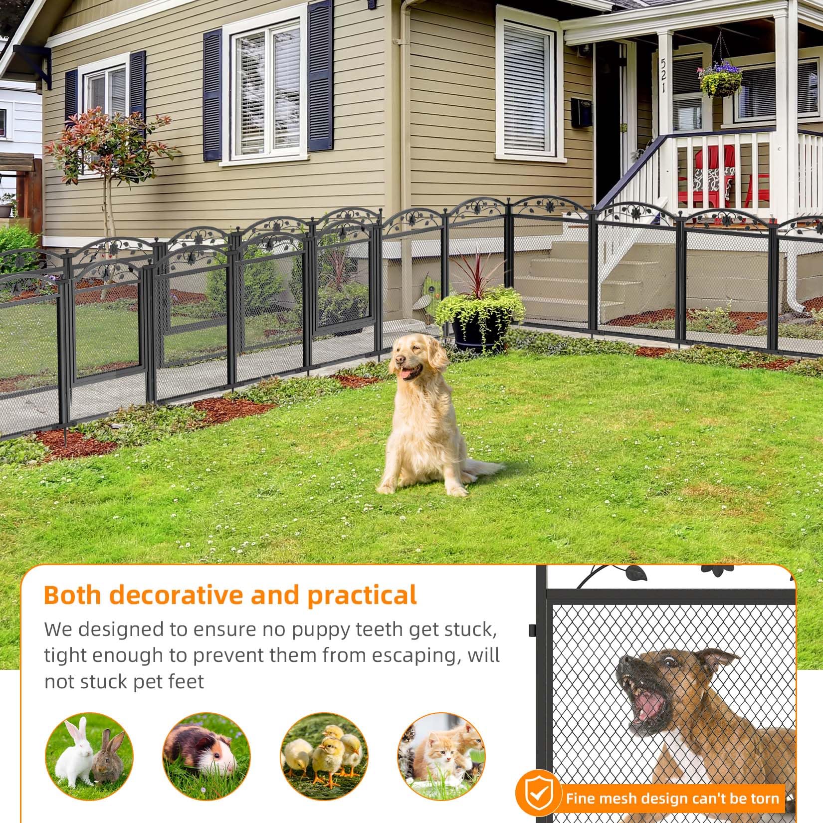 BingoPaw Parc Chien Intérieur XXL: Grand Enclos Chien Extérieur Pliable Caisse de Mise Bas avec Piquets de Fixation pour Chiens Chat Lapin 126x126x80cm