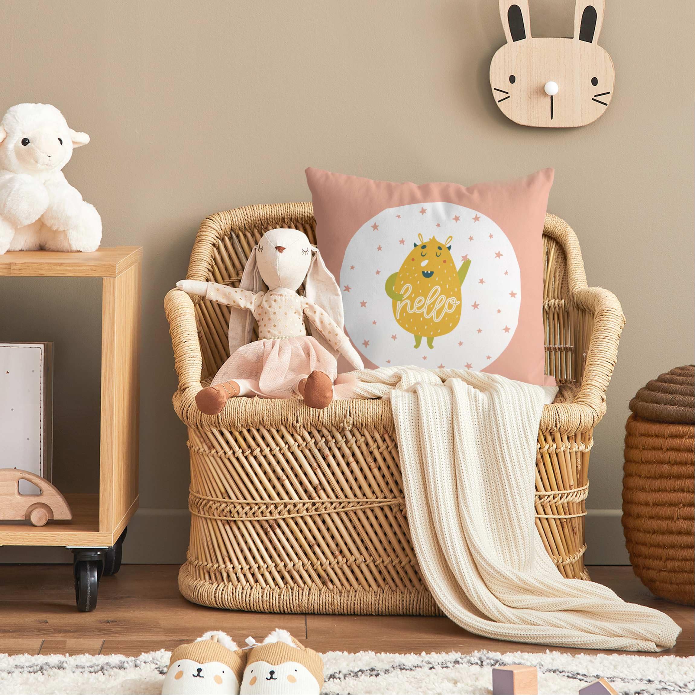 Dekokissen drinnen/Indoor waschbar Sprüche mit Füllung Zierkissen - Made in Germany - Design Bezug rosa Sofakissen Illustration Kinderzimmer 2123