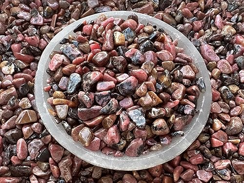Miniatura 3 de GAF TREASURES Chips de piedras preciosas de rodonita semitradas, naturales de 0.5 libras, mini cristales de rodonita triturados, chips de cristal