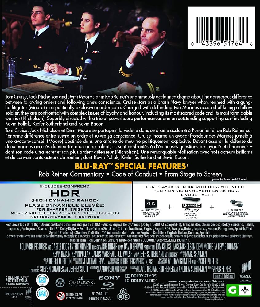 A Few Good Men - 4K UHD [Blu-ray] (Bilingual): Amazon.ca
