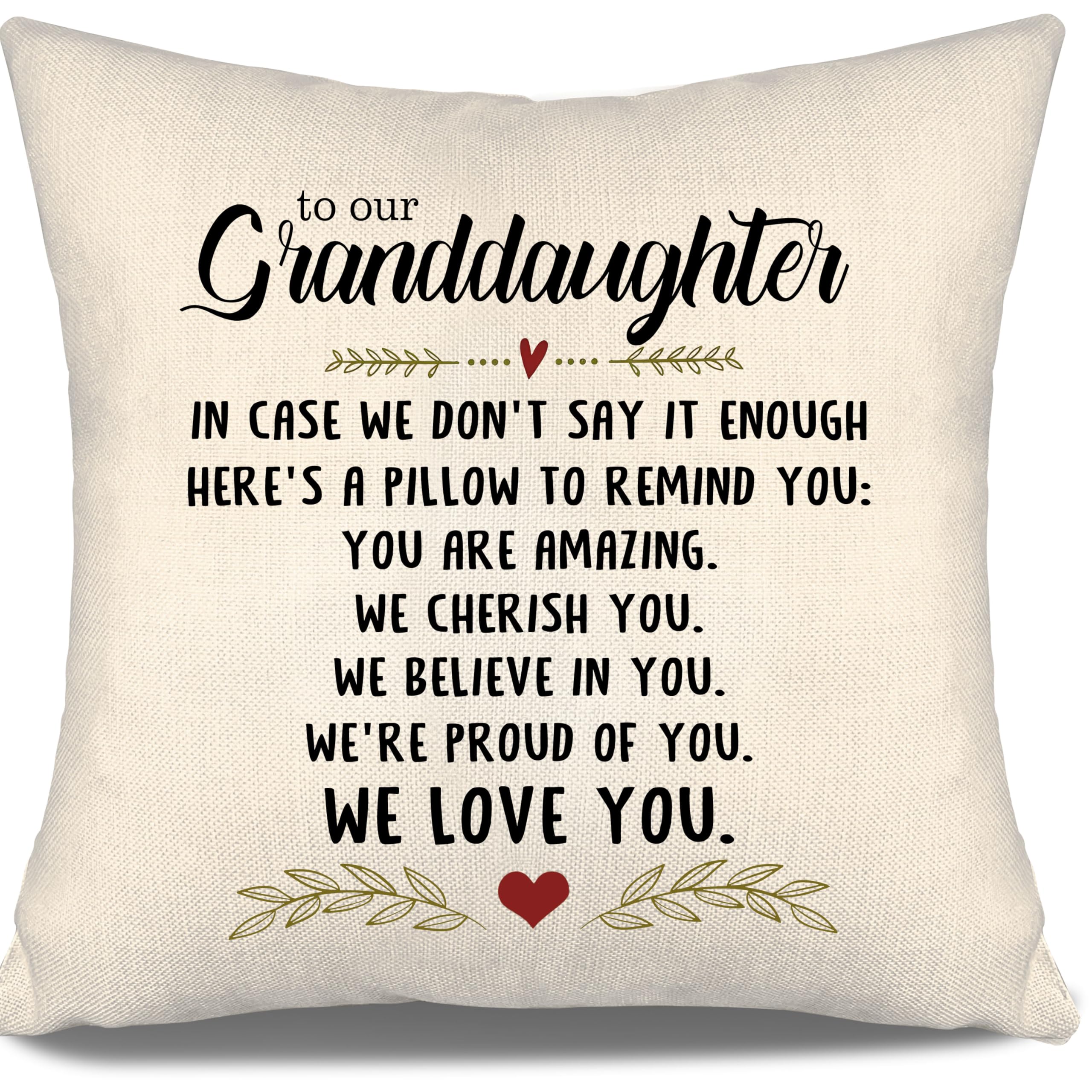 Aosumin Granddaughter Gift In Case We Don't Say It Enough Here's A Pillow To Remind You You Are Amazing We Cherish You We Believe In You We Love You Cushion Cover Granddaughter Birthday