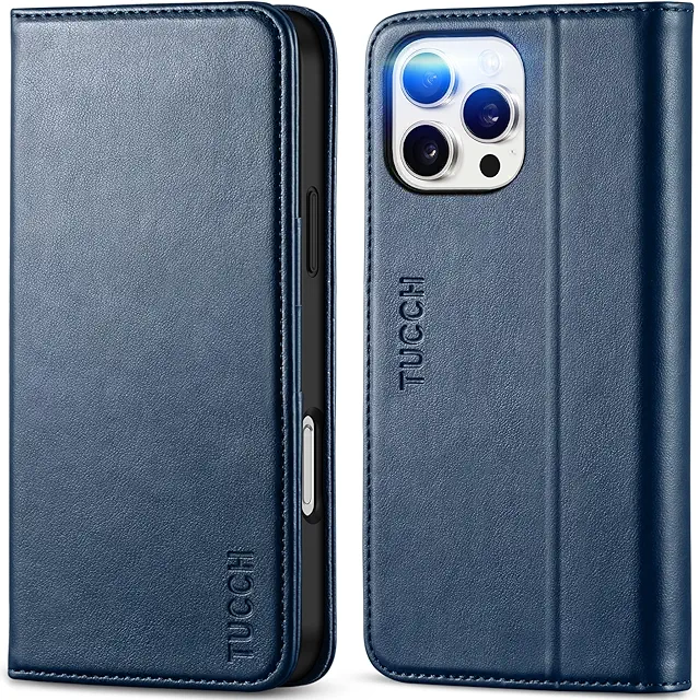 TUCCH Leather Wallet Case for iPhone 16 Pro Max with RFID Blocking & Stand